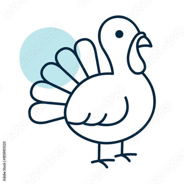 Obraz Cute Turkey Bird Minimal Line Icon