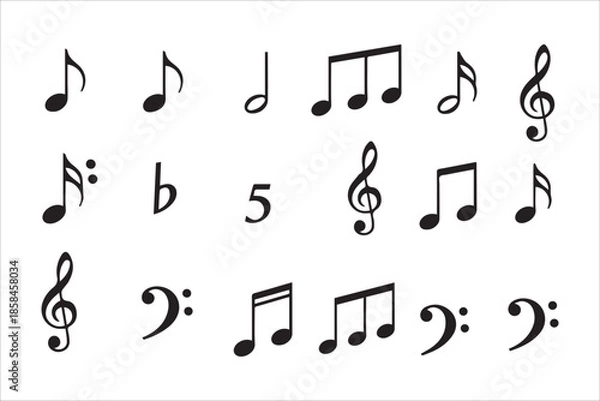 Obraz Vector  Music notes icons set in flat style