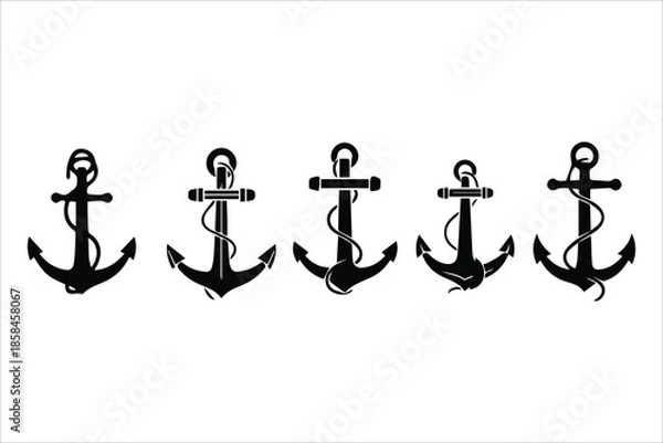 Obraz Vector  Simple anchor collection flat style icons set
