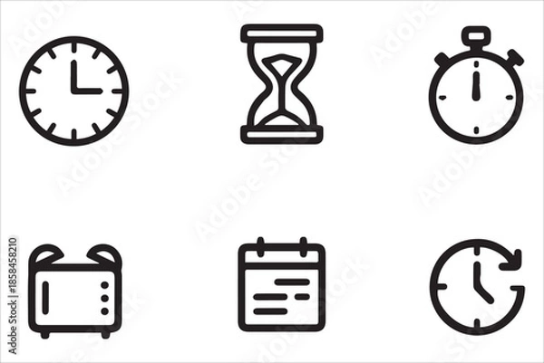 Obraz Vector Time and clock, timer line icons. Vector linear icons multiple set