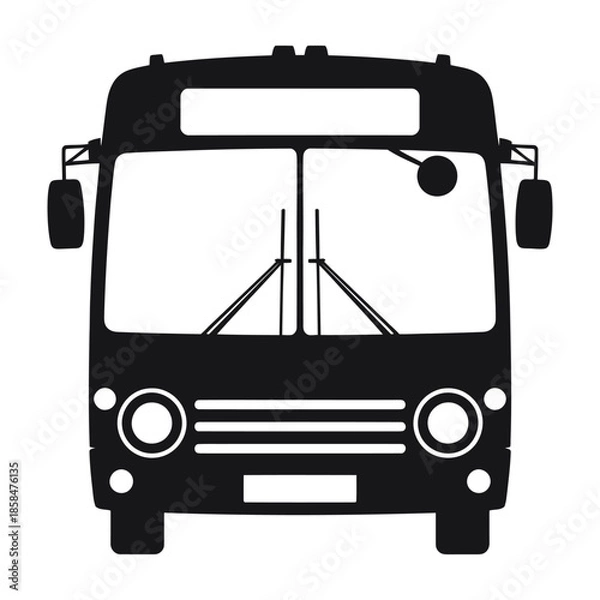 Obraz bus front Icon Silhouette Vector on White Background