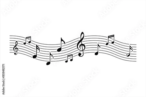 Obraz Music notes wave
