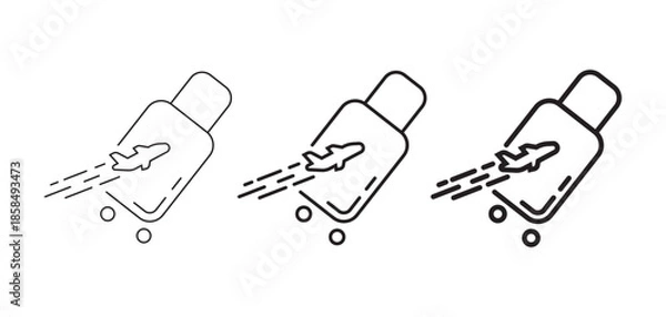 Fototapeta Fast Travel Luggage  Airplane Delivery Icon Set