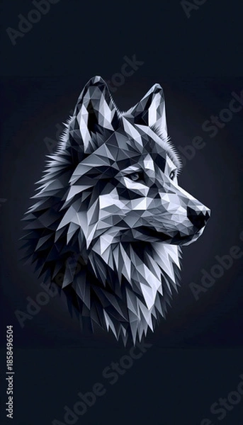 Obraz A polygonal wolf artwork, Ai generated image