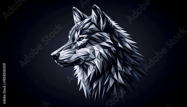 Obraz A polygonal wolf artwork, Ai generated image