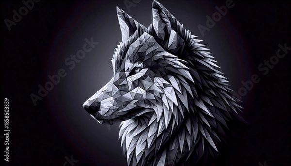 Obraz A polygonal wolf artwork, Ai generated image