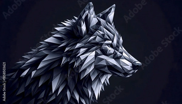 Obraz A polygonal wolf artwork, Ai generated image