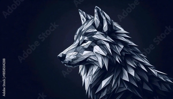 Obraz A polygonal wolf artwork, Ai generated image