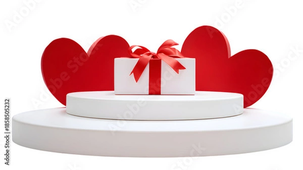 Obraz Valentine's Day Gift Presentation 3d rendered, isolated on transparent background