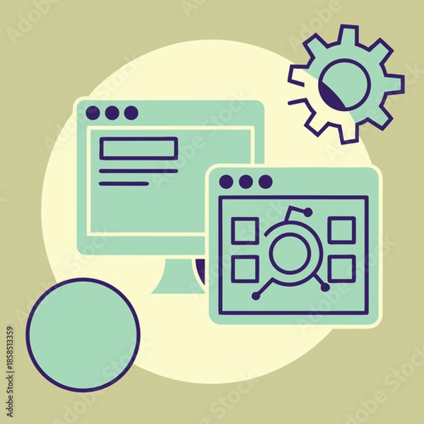 Fototapeta Web design interface icon screen application graphic gear symbol abstract vector