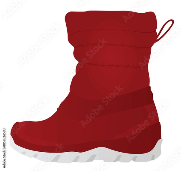 Obraz Red winter waterproof kids boot. vector