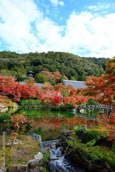 Obraz 秋の庭園：色とりどりの反映