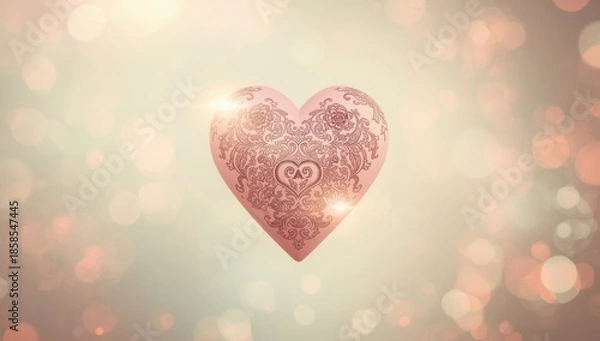 Obraz Abstract vintage heart motif featuring floral elements on an aged color backdrop, ideal for love-themed layouts