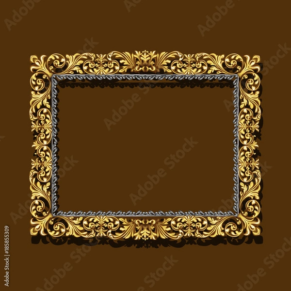 Obraz frame gold color with shadow
