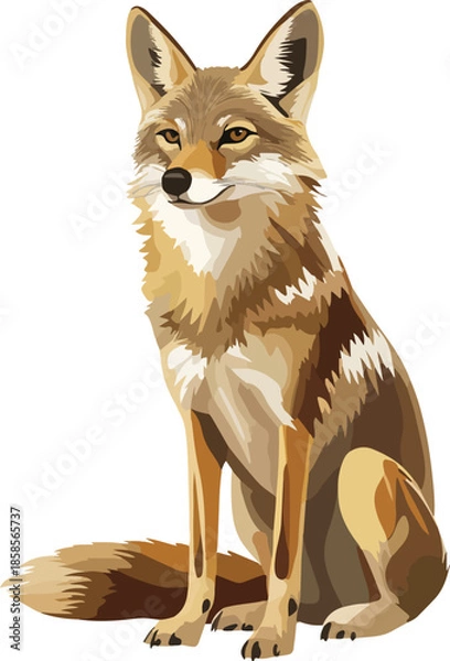 Obraz Sitting Coyote Vector on Transparent Background