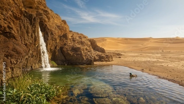 Fototapeta Scenic arid desert scene emphasizing erosion risk and landscape features