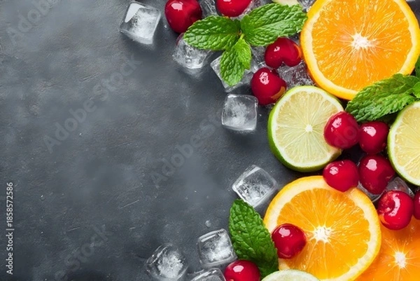 Obraz Refreshing Cocktail Ingredients in Negative Space