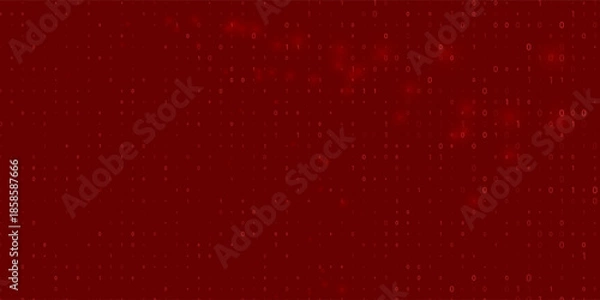 Fototapeta Abstract Red Binary Software Programming Code Background. Malicious Hack Malware Ransomware Concept. Data Leak Breach.
