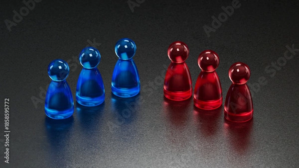 Obraz Blue & Red Groups: Equal Upright Game Pieces in Separate Lines