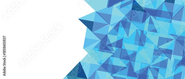 Obraz Vibrant Blue Cyan Geometric Triangle Low Poly Seamless Pattern Background - Modern Abstract Mosaic Vector Texture, low poly pattern.