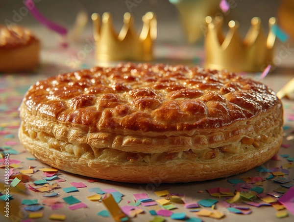 Obraz King cake pastry with confetti celebrating epiphany