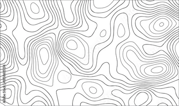Obraz Abstract Topographic Contour Lines Seamless Pattern Background - Black and White Wavy Topo Map Vector Texture, topographic pattern.