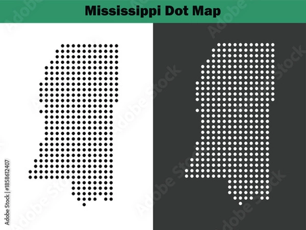 Fototapeta Mississippi dot maps vector in the USA