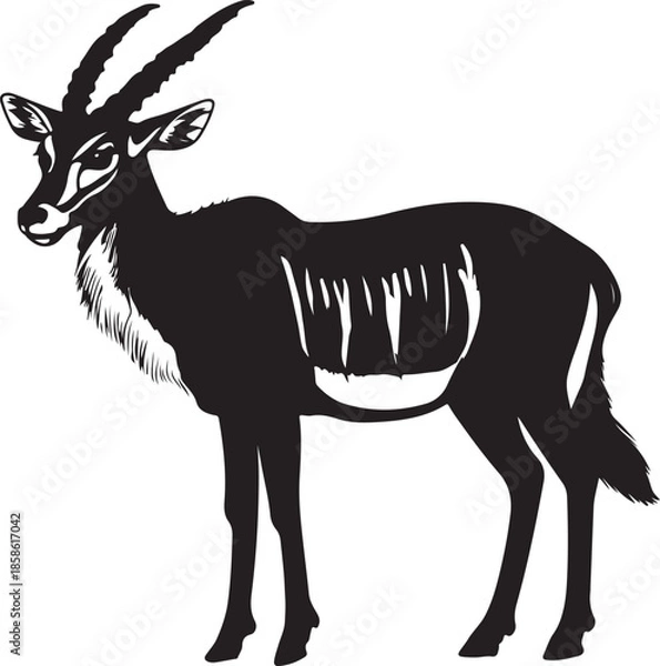 Obraz Bongo Antelope Silhouette on Transparent Background