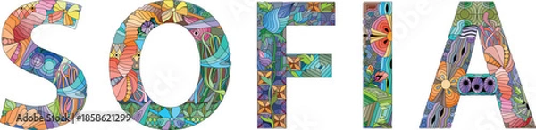 Obraz Female name SOFIA. Vector decorative object