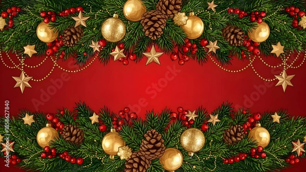Obraz christmas background with red balls