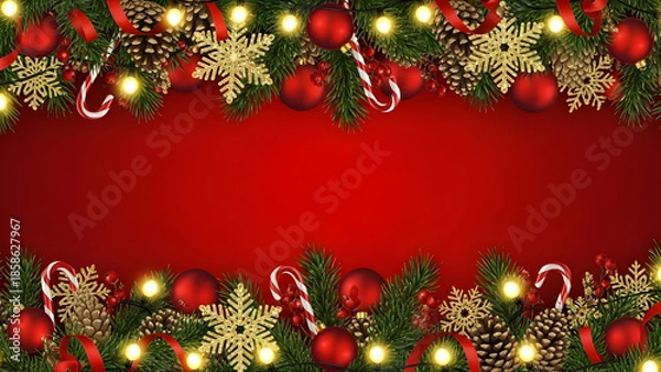 Obraz christmas background with red balls