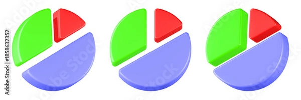 Obraz colorful pie chart icon 3d render 