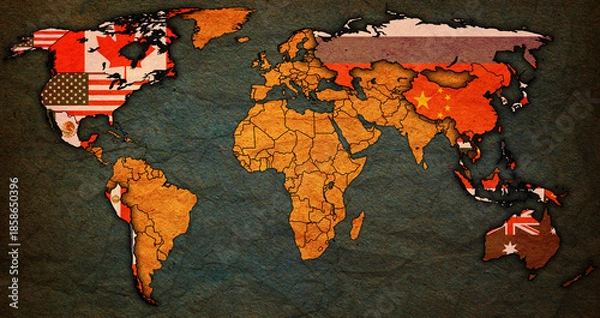 Obraz APEC member coutries on world map