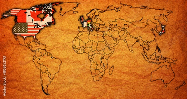 Obraz G7 member coutries on world map