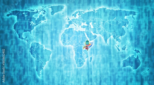 Obraz IGAD member coutries on world map