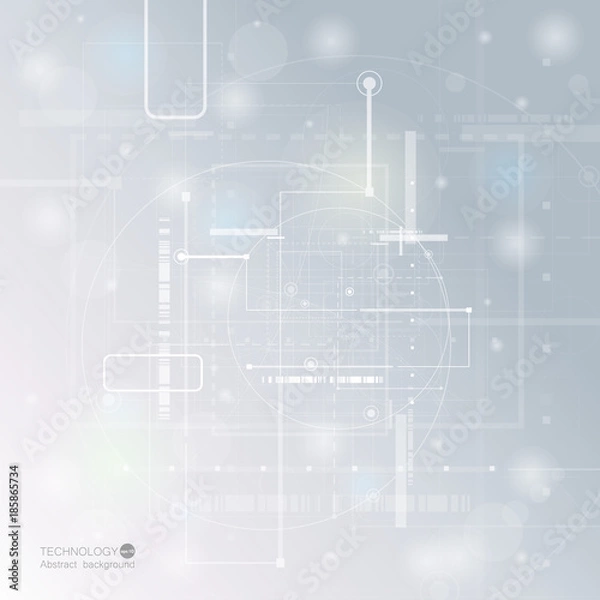 Fototapeta Abstract technology background with various technological elements. Vector illustration.