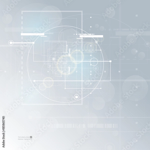 Obraz Abstract technology background with various technological elements. Vector illustration.