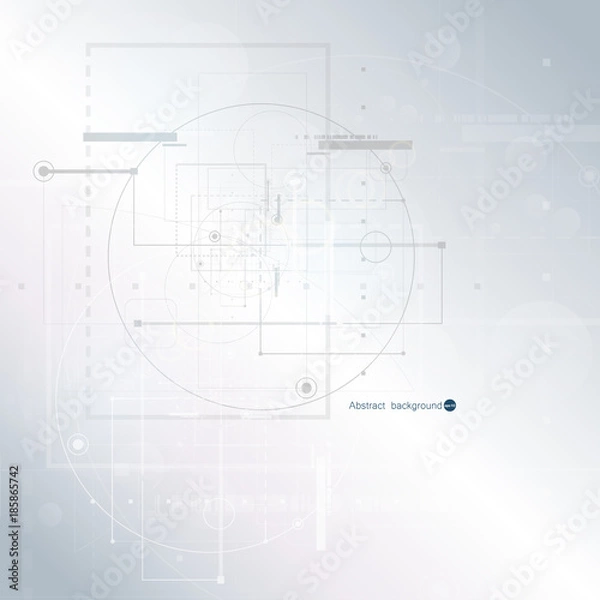 Fototapeta Abstract technology background with various technological elements. Vector illustration.