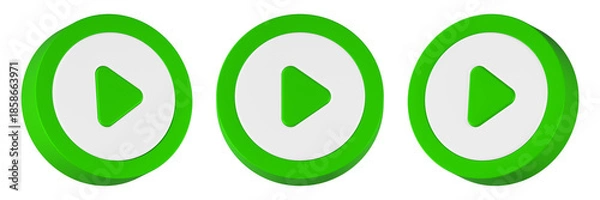 Obraz play video icon 3d render green button