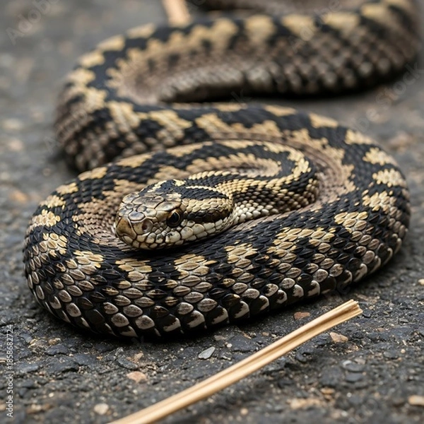 Obraz Snake Coiled on Ground.