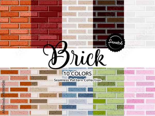 Obraz 色違いのシームレスパターンのセット レンガ