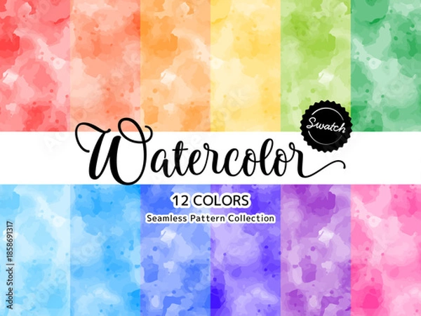 Fototapeta 色違いのシームレスパターンのセット 水彩