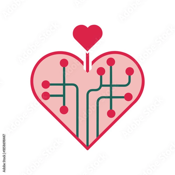Fototapeta heart circuit vector
