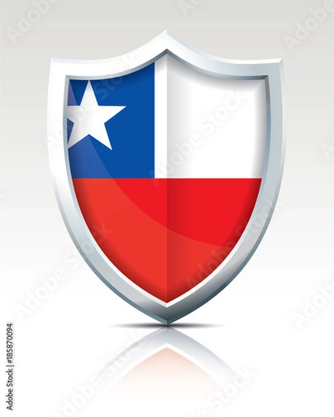 Fototapeta Shield with Flag of Chile