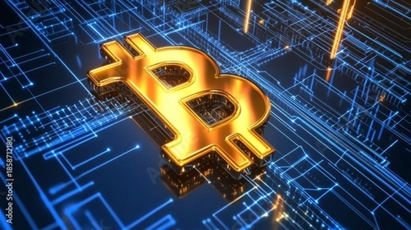 Fototapeta Bitcoin Symbol With Financial Chart