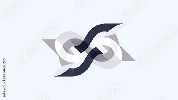 Obraz Modern intertwined abstract logo design element on white background.