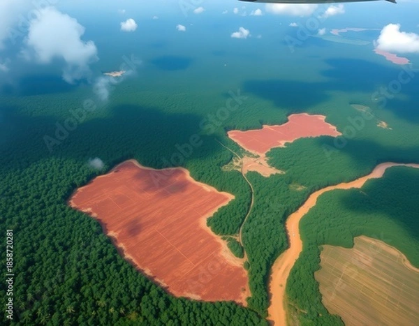 Obraz Illegal Logging Scars: Tropical Rainforest Destruction
