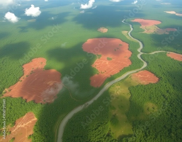 Obraz Illegal Logging Scars: Tropical Rainforest Destruction