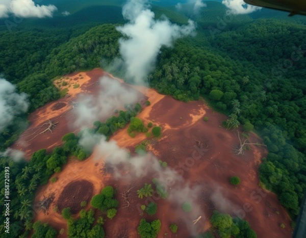 Obraz Illegal Logging Scars: Tropical Rainforest Destruction