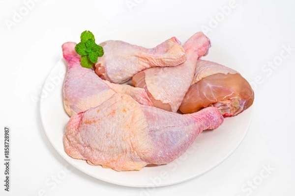 Obraz 皿に盛った調理前の骨付きチキン